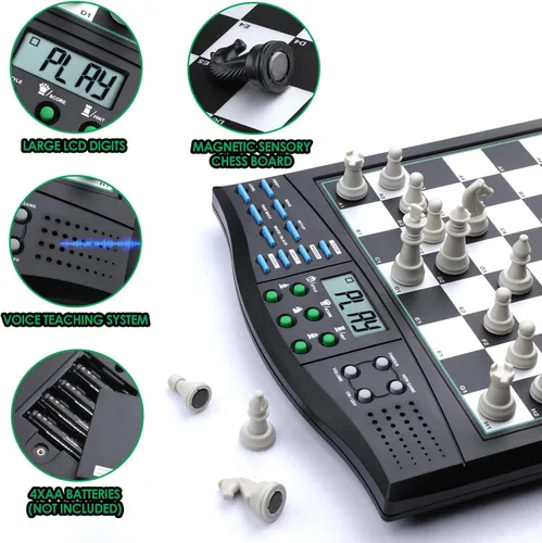 Vista 6 de Tablero de ajedrez electrónico Talking Chess Academy, tablero de ajedrez inteligente con sistema de enseñanza de voz, juego de ajedrez