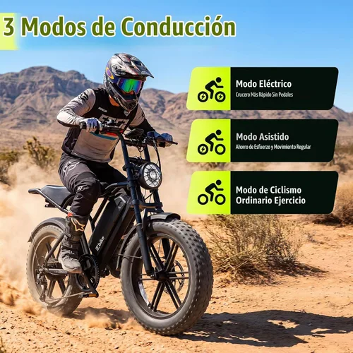 Vista 8 de Electric Bike for Adults,2000W Peak,20"x4"Fat Tire,48V Removable Battery Black
