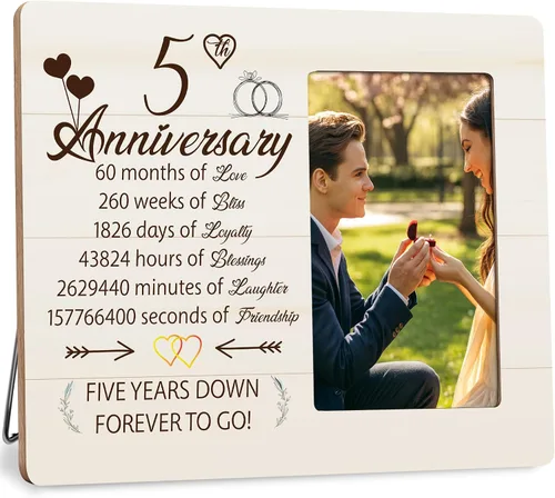 Vista 8 de Marco de fotos de 1er aniversario para pareja, aniversario de 1 año, boda, San Valentín, regalos para él y ella, marcos para fotos de 4 x 6 pulgadas