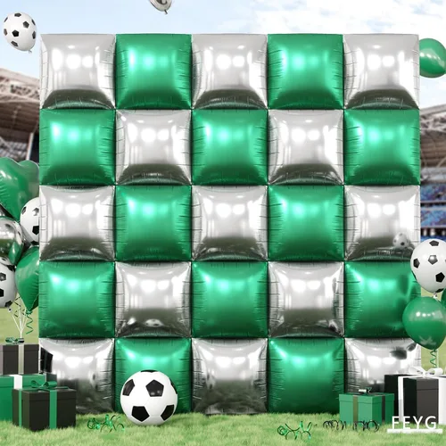 Vista 21 de Globos cuadrados metálicos dorados y negros de doble cara para pared, globos de aluminio cromado de 19 pulgadas, kit de arco de túnel para despedida