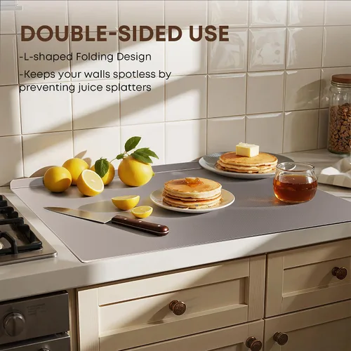 Vista 5 de KORVOS Tabla de cortar de acero inoxidable, 15.7 pulgadas de largo x 11.8 pulgadas de ancho, tablas de cortar de acero resistente para cocina, tabla