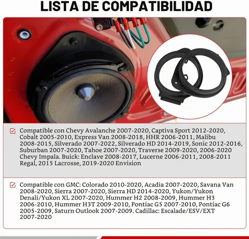 Vista 2 de RED WOLF Puerta delantera/trasera de 6.5 pulgadas de actualización de altavoz del mercado de accesorios Instalar espaciadores de soporte