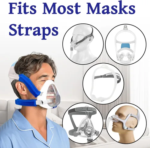 Vista 3 de Cubiertas de correa CPAP, 4 fundas universales y reutilizables para correas de máscara CPAP para reducir las marcas rojas y tirones del cabello