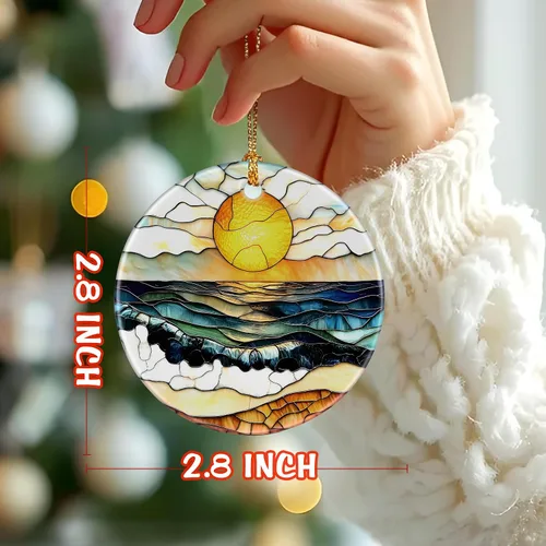 Vista 2 de Adorno de puesta de sol de playa, adorno de Navidad, decoración de árbol de Navidad, decoración de vacaciones, relleno de calcetines, idea de regalo