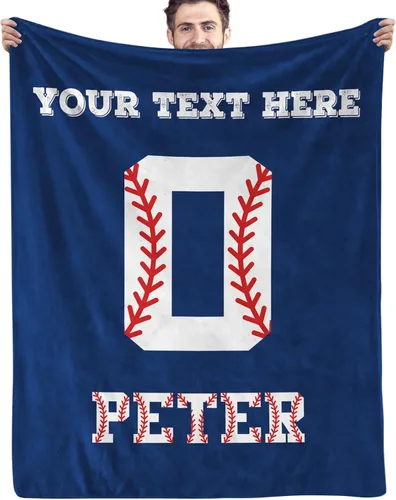 Vista 13 de Mantas de Béisbol Personalizadas con Nombre y Números, Mantas de Franela Personalizadas para Juegos de Equipo de Béisbol, Regalos para Niños Amantes