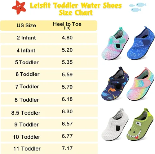 Vista 6 de LeIsfIt Zapatos de agua para niños y niñas, zapatos de playa para bebés, calcetines acuáticos antideslizantes para niños