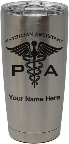 Vista 33 de LaserGram Vaso aislado al vacío de 20 onzas, asistente médico PA, grabado personalizado incluido (negro)