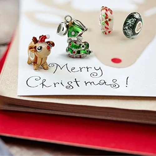 Vista 5 de Christmas Tree Hidden Santa Claus Holiday Christmas Red Santa Claus Dangle Charm Bead For Women For Teen Enamel .925 Sterling Silver Fits European