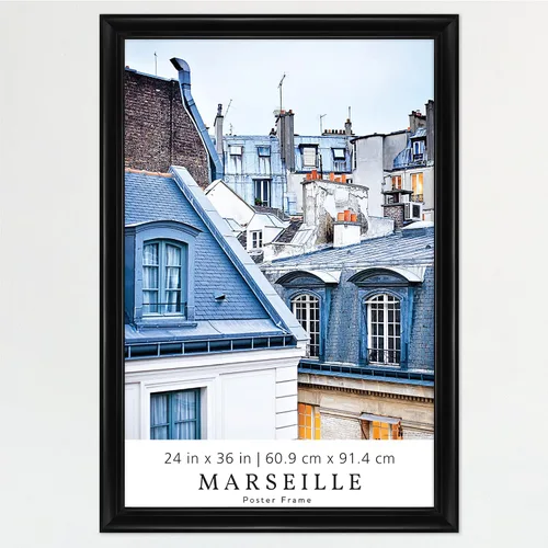 Vista 12 de MCS Marseille - Marco para póster de 16 x 24 pulgadas, color negro, vertical y horizontal, para colgar en la pared, marco grande para fotos, obras