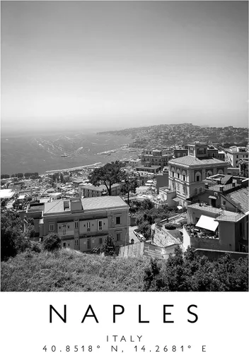 Vista 3 de Impresión de Nápoles, póster de Nápoles, arte de pared de viaje, impresión de viajes, impresión de Italia, decoración de viajes, arte en blanco