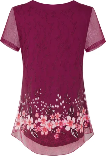 Vista 2 de SeSe Code Blusas plisadas de malla elástica para mujer, de manga corta, transpirables y fluidas