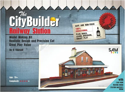 Vista 3 de The CityBuilder Kit de fabricación de modelos de cartón para estación de ferrocarril - O Scale Model Railroad Building