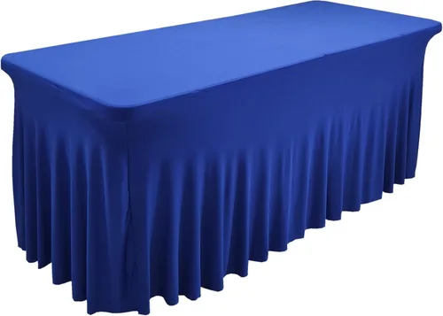 Vista 14 de Falda de mesa de poliéster ajustable de una pieza de elastano, mantel rectangular resistente a las arrugas para eventos de bodas, fiestas