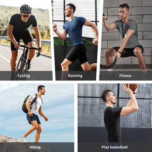 Vista 6 de Niksa Camisetas de compresión para hombre, paquete de 5, camisetas de compresión atlética de manga corta para entrenamiento fresco y seco