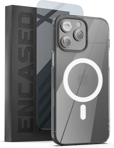 Vista 8 de ENCASED Funda magnética para iPhone 14 Pro, compatible con MagSafe, con protector de pantalla (transparente cristalino)