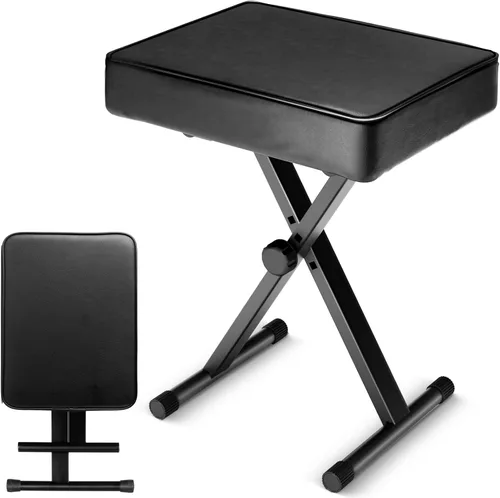 Vista 9 de CAHAYA Banco de teclado estilo X altura ajustable 16.3-19.6 pulgadas, cojín acolchado para piano, banco de teclado para teclados Piano CY0257
