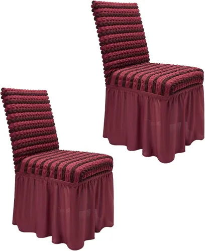 Vista 40 de NICEEC - Juego de 2 fundas para sillas de comedor de alta elasticidad, fundas removibles para sillas de comedor con falda, fundas protectoras