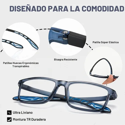 Vista 6 de SKYOAK Gafas de lectura progresivas deportivas extremadamente cómodas para hombre, 1.25x