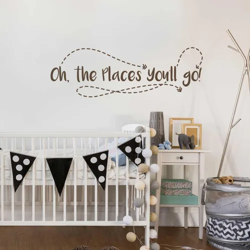 Vista 3 de Oh the Places You'll Go Decal - Kiss Cut Dr. Suess Wall Quote Decal By Chromantics