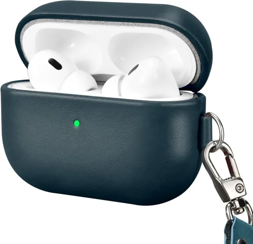 Vista 9 de ICARERFAMILY Funda de cuero para AirPods Pro 2 (2022), funda protectora de cuero genuino a prueba de golpes para AirPods Pro 2 auriculares estuche