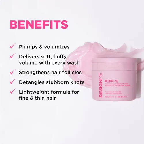 Vista 2 de Design.Me PUFF.ME - Látigo de tratamiento voluminizador Máscara voluminizadora ligera con ácido hialurónico para cabello fino y mediano Añade