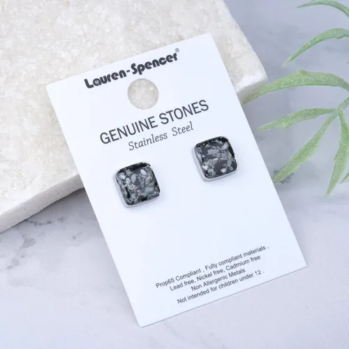 Vista 8 de Lauren-Spencer Aretes cuadrados de piedras preciosas para mujer, delicados aretes de piedra de malaquita y sodalita de turquesa hipoalergénicos