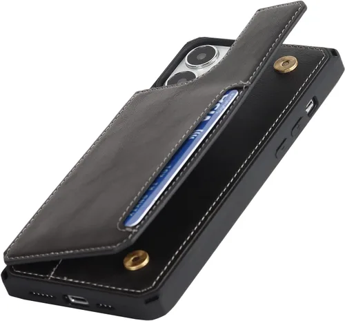 Vista 7 de Cavor Funda para iPhone 14 Pro con tarjetero, funda tipo cartera para iPhone 14 Pro para mujeres y hombres, funda de teléfono para iPhone 14 Pro
