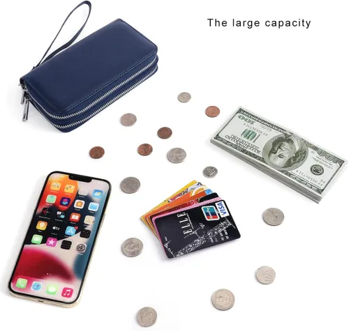 Vista 5 de Abberry Cartera de pulsera con doble cremallera para mujeres, mujeres y niñas