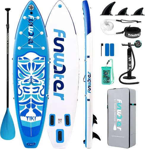 Vista 12 de FunWater Inflatable Stand Up Paddle Board with Beginners SUP Accessories 10'6'' SUP,Anti-Slip EVA Deck,Versatile Yoga/Big Fin Inflatable Paddle