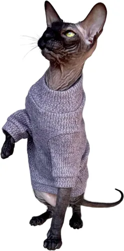 Vista 5 de Jersey de gato con manga larga y rayas grises claras, Gris