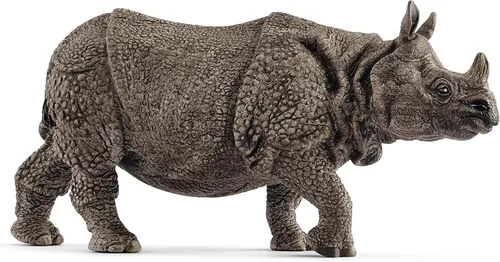 Vista 6 de Schleich Wild Life - Figura realista de rinoceronte indio para bebé, juguete auténtico y altamente detallado, duradero para educación y juego
