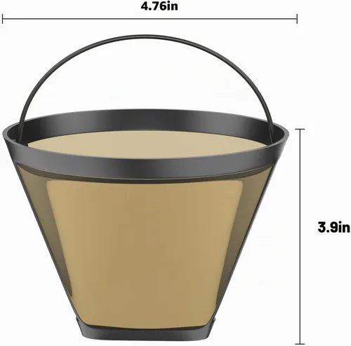 Vista 5 de Filtro de café dorado – Filtro de café permanente reutilizable #4 en forma de cono de metal compatible con accesorios de café Ninja CFP301 CFP201