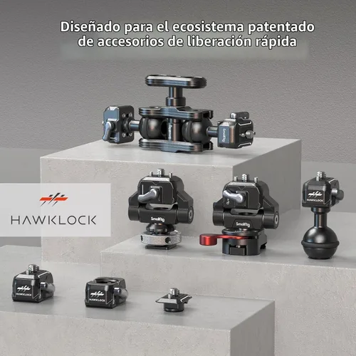 Vista 9 de SMALLRIG Placa de liberación rápida HawkLock Mini Adaptador de montaje de cámara de liberación rápida con tornillo de 1/4 pulgadas, para abrazadera