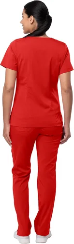 Vista 2 de Adar Pro Breakthrough Plus - Conjunto de uniforme médico para mujer, parte superior con cuello en V mejorado y pantalones con múltiples bolsillos