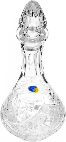 Vista 3 de Elegante y moderno decantador de cristal de corte ruso para organizar fiestas y eventos, 25.4 fl oz