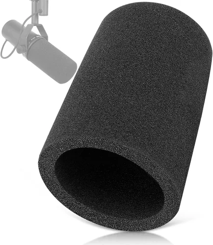 Vista 8 de ChromLives Funda para parabrisas de micrófono, filtro pop compatible con Yeti Nano azul, cubierta de parabrisas peludo + funda de viento de espuma