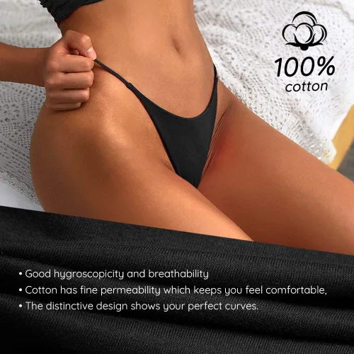 Vista 5 de chahoo Sexy Underwear for Women Thong Low Rise G-String Panties 5-Pack Low Waist T Back String Underpants Gift for Women