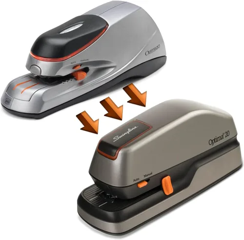 Vista 7 de Swingline Engrapadora eléctrica, capacidad para 20 hojas, Optima 20, sin atascos, automática o manual, enchufe o batería, plata (48208)