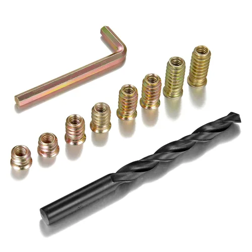 Vista 4 de 160 piezas de 1/4 pulgadas - 20 insertos de rosca para tornillos de metal, surtido de insertos de tuerca hexagonal - conector de fijación de pernos