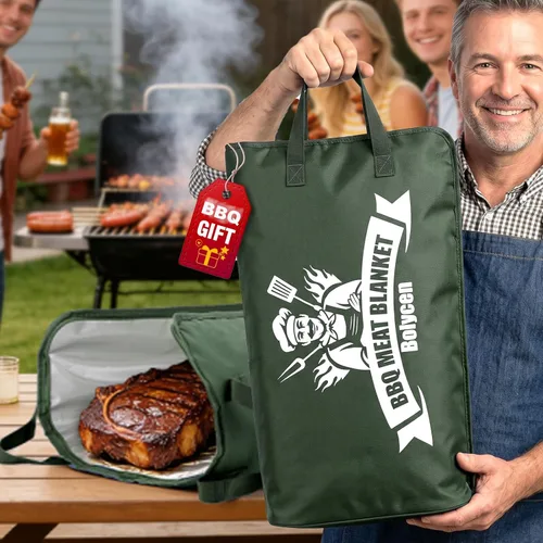 Vista 11 de Manta de barbacoa mejorada para descansar carne, accesorios para ahumar, bolsa de descanso de carne aislada con boca ancha