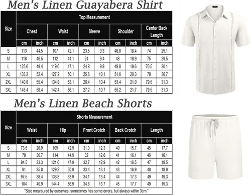 Vista 6 de COOFANDY Conjunto de 2 piezas de lino para hombre camisa con botones y pantalones cortos