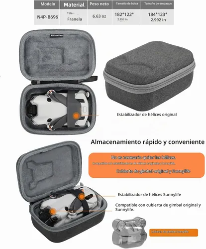 Vista 6 de Anbee Estuche de transporte para DJI Mini 4 Pro RC Drone, bolsa