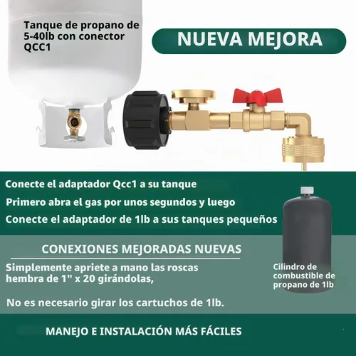 Vista 7 de GardenNow QCC1 Adaptador de codo de repuesto de propano con medidor de tanque de propano Adaptador de presión de recarga de propano de 90 grados