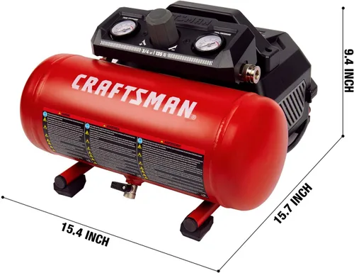 Vista 3 de Craftsman Compresor de aire, 1.5 galones 3/4 HP Max 135 PSI Presión, 1.5 CFM@90psi y 2.2 CFM@40psi, compresor portátil sin mantenimiento de acero