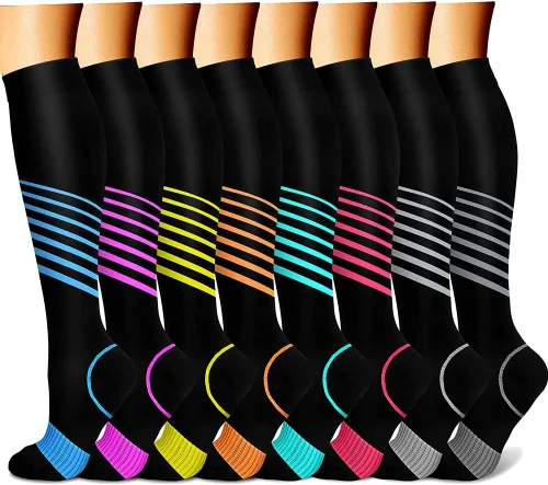 Vista 26 de CHARMKING Calcetines de compresión para mujeres y hombres para circulación (8 pares) 15-20 mmHg, mejor soporte para ciclismo atlético