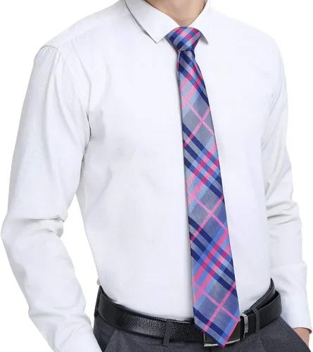 Vista 27 de Barry.Wang Juego de corbatas a cuadros para hombre con pañuelo gemelos de rayas clásicas