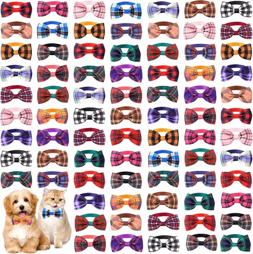 Vista 11 de Segarty Pajaritas para perros, 10 lazos a granel, circunferencia máxima del cuello de 17 pulgadas, lazos para mascotas con cuello ajustable, lazo