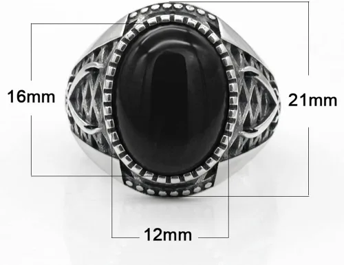 Vista 3 de Anillos vintage de plata de ley 925 maciza para hombre, anillos de piedra de ónix negro, plata tailandesa, joyería de estilo punk turco para hombre