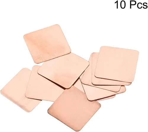 Vista 3 de uxcell Disipador térmico de cobre térmico de chipset IC plano para CPU GPU 0.591 x 0.591 x 0.004 in 10pcs