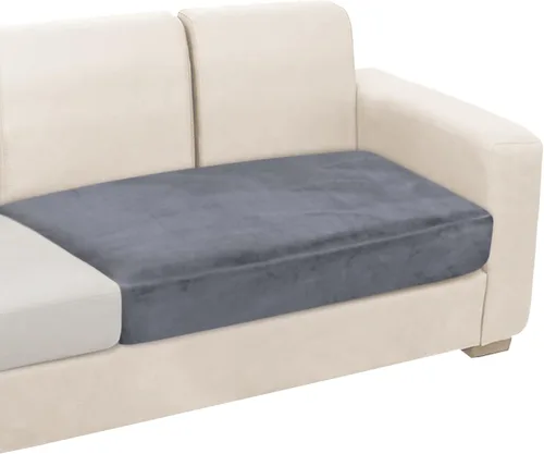 Vista 39 de NAISI Fundas de cojín de sofá de terciopelo elásticas de 1 pieza, fundas de asiento de sofá o respaldo, fundas suaves individuales para sofá Beige